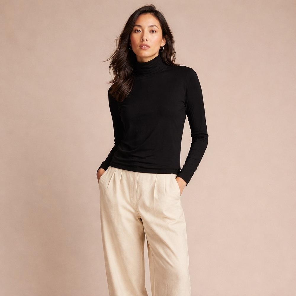 Catherine Malandrino Black Turtleneck Long Sleeve Top Women’s Small